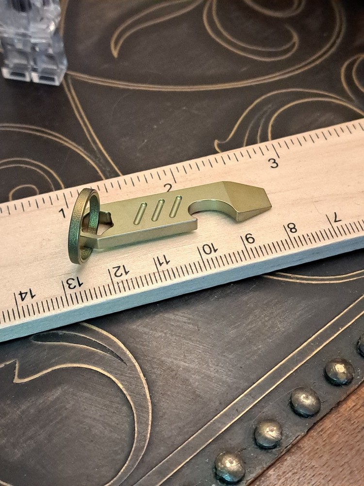 Mini EDC Anodized Gold Titanium Keychain Bottle Opener