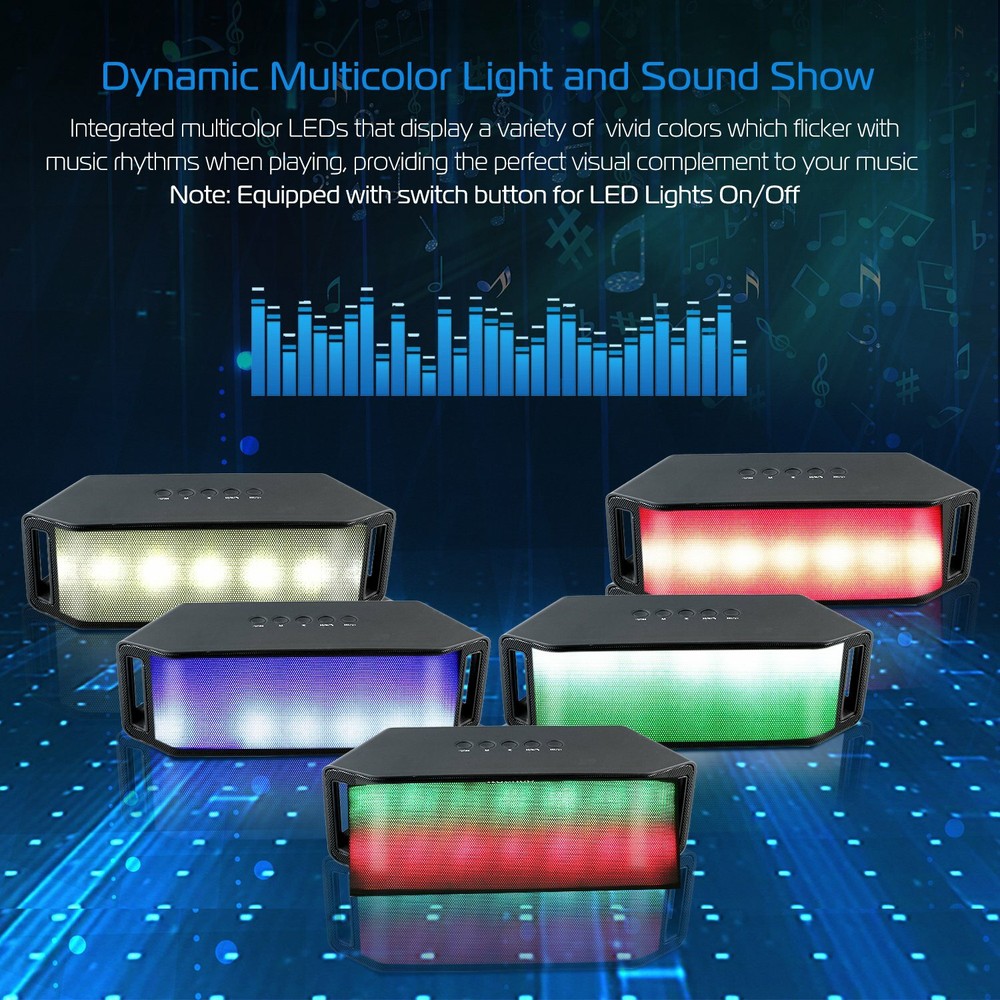 Portable LED Wireless Speaker Multicolor Dancing Light Speakerphone Mic Bass