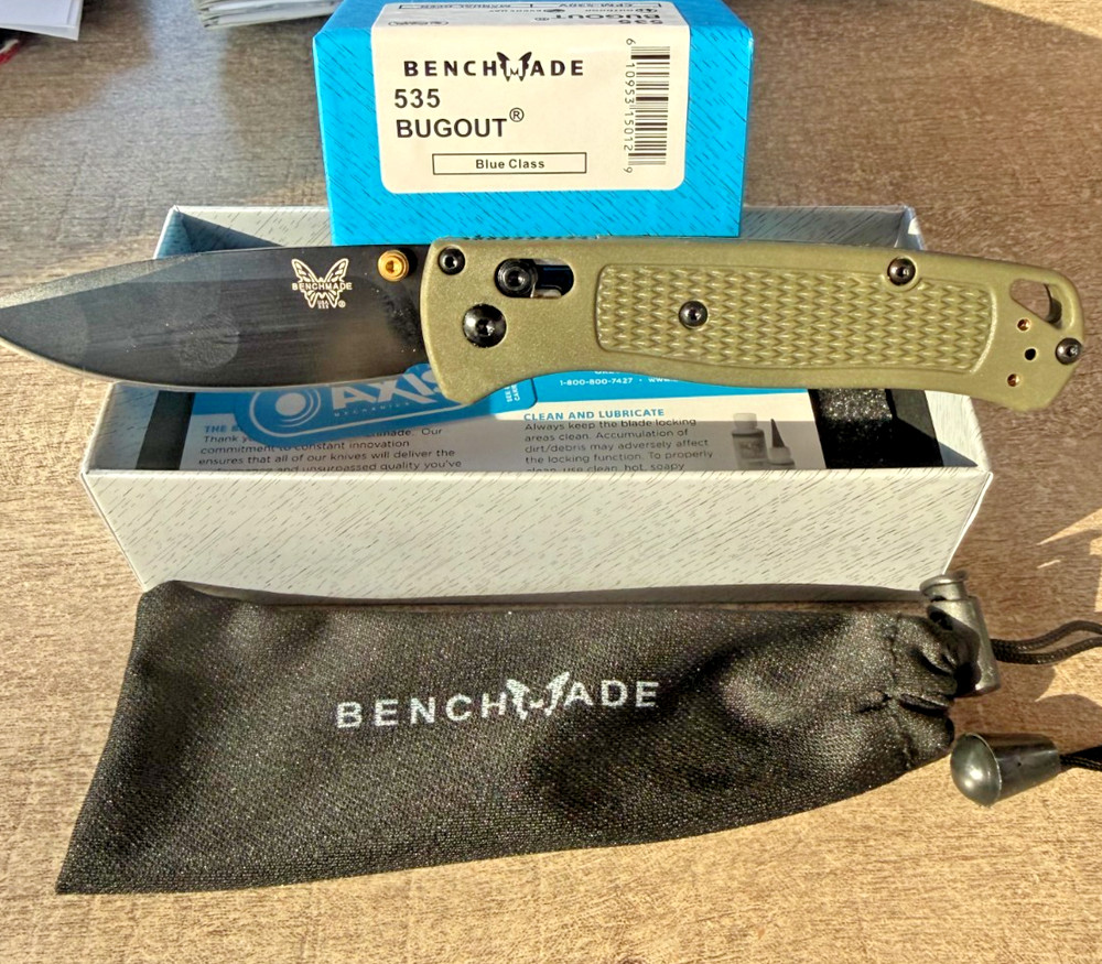 Bug  out 535 Olive Green Handle S30V Black Blade Authenticity Unverified
