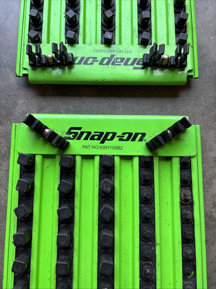(2) Snap-On Tools 20” Combination Drive Lock-A-Socket Tray Green