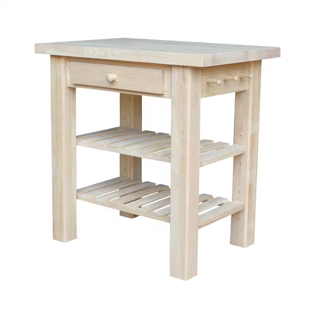 Unfinished Kitchen Utility Table with Drawer
