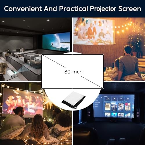 Mini Projector, Upgraded Bluetooth Projector with Screen, 1080P Full no Apps