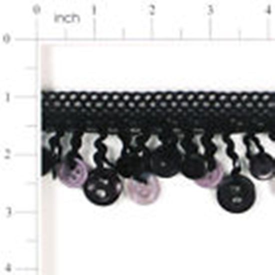 E5714 ~ BLACK GREY ~ BUTTON SEWING BEADED FRINGE TRIM