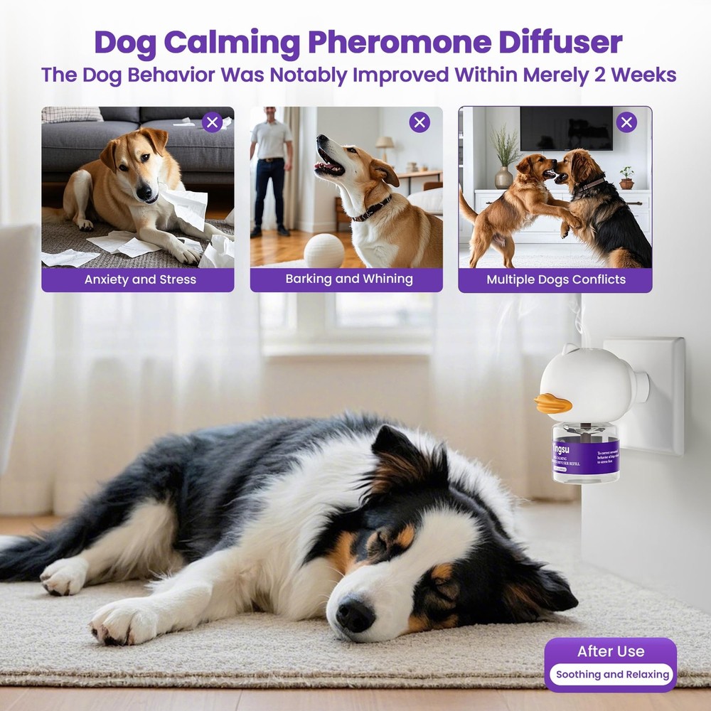 Dog Calming Diffuser, 4 in 1 Puppy Pheromones Calming Diffuser, Relaxing Pher...