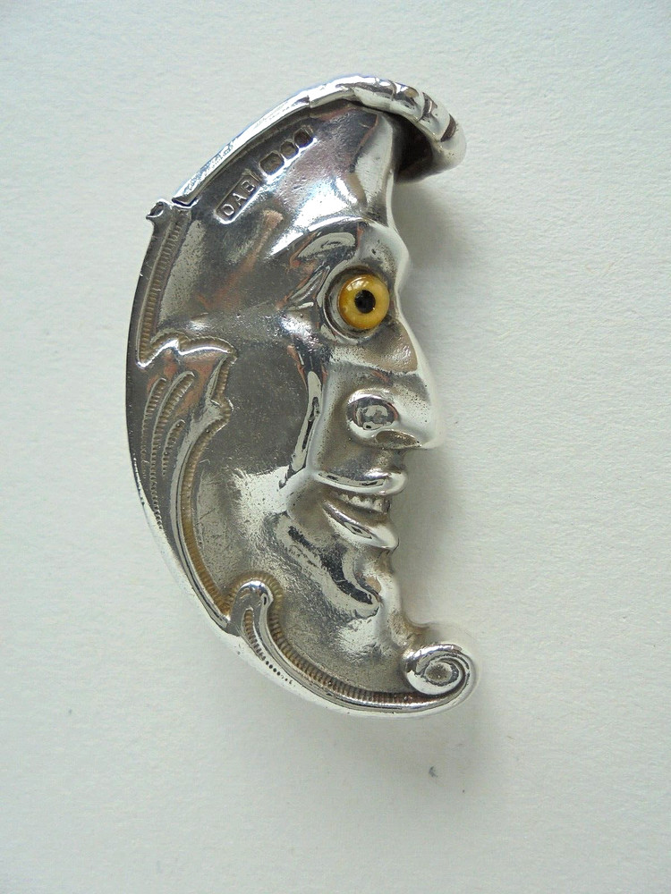 Solid Silver Man ln The Moon Vesta Case