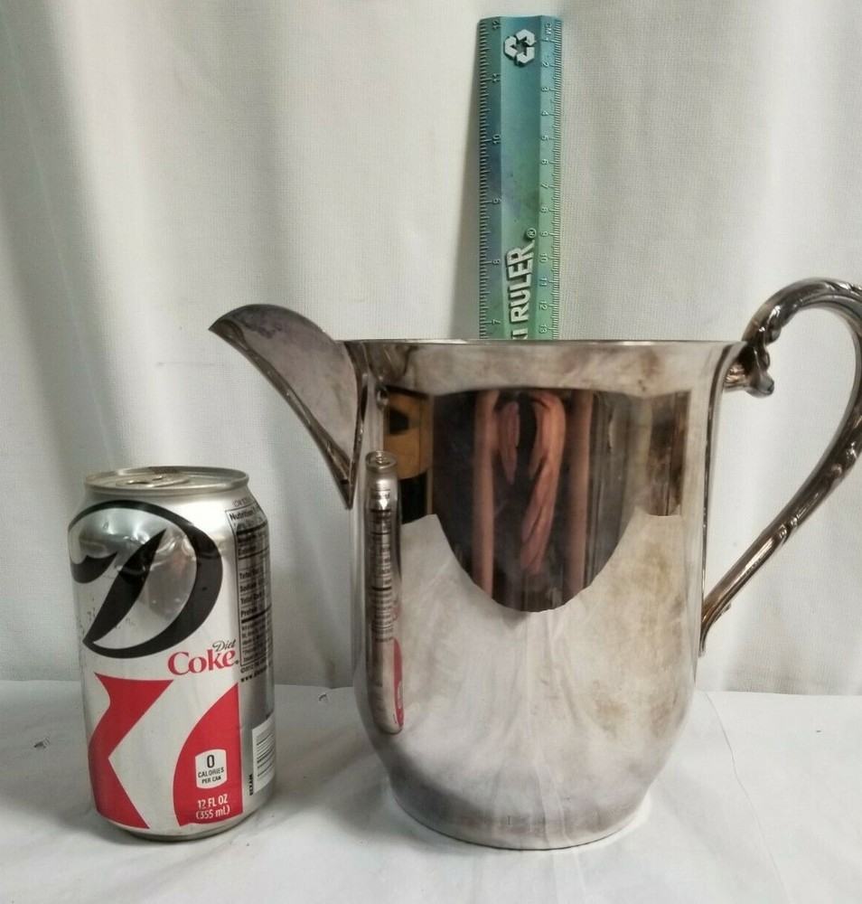 Vintage 6.5" Silverplate on Copper Water Pitcher w Ice Lip