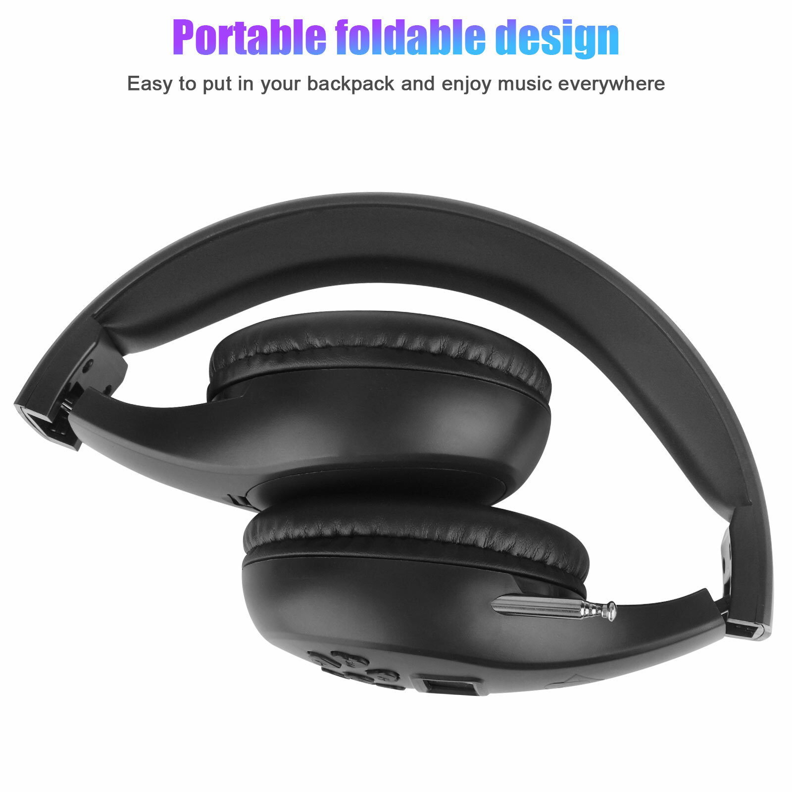 Foldable FM Radio Reception Headphone Stereo Bass Sound Noise Reduction Headset