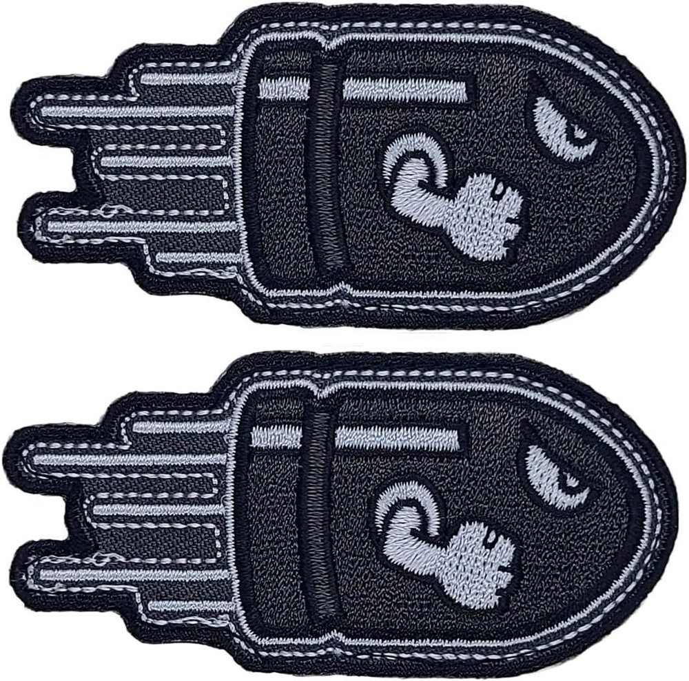 Angry Flying Bullet Embroidered Bullet Bill Patch  | 2PC  HOOK BACKING 3"x1.5"