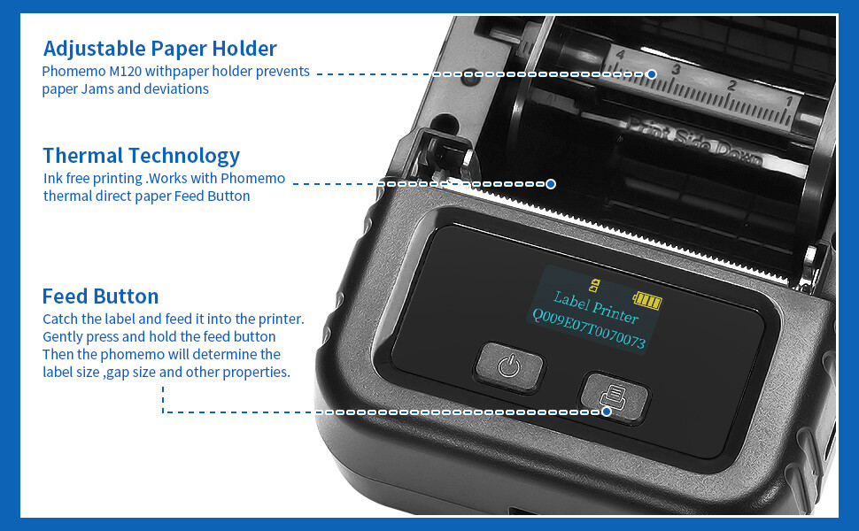 Phomemo M120 Portable Mini Thermal Label Maker Bluetooth Mobile Printer Wireless