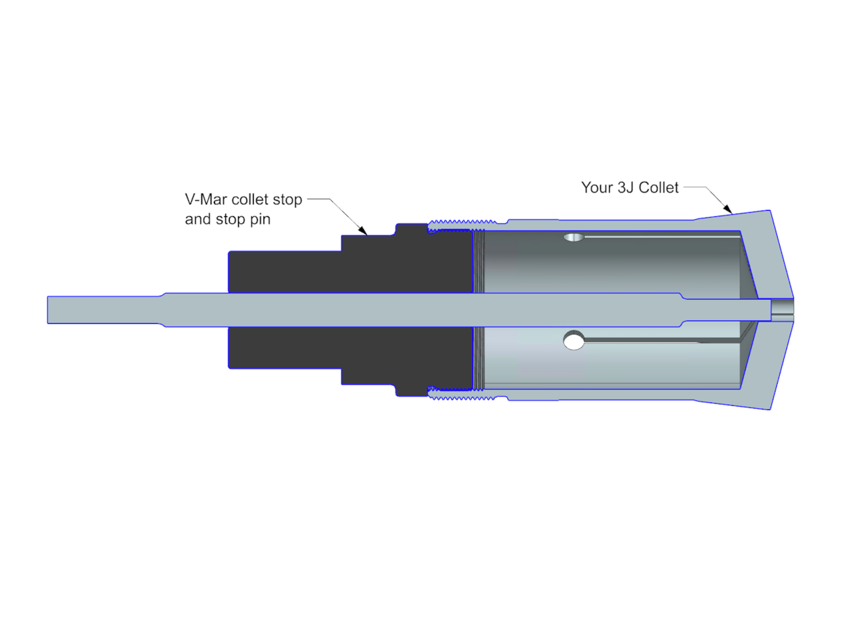 Unique 3J Collet Stop w/11 different size stop pins - Quick and easy adjustment
