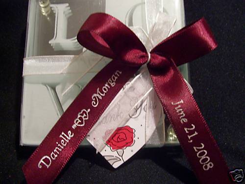 PERSONALIZED SATIN RIBBONS ALREADY BOWED....50 BOWS....WEDDING, BIRTHDAYS