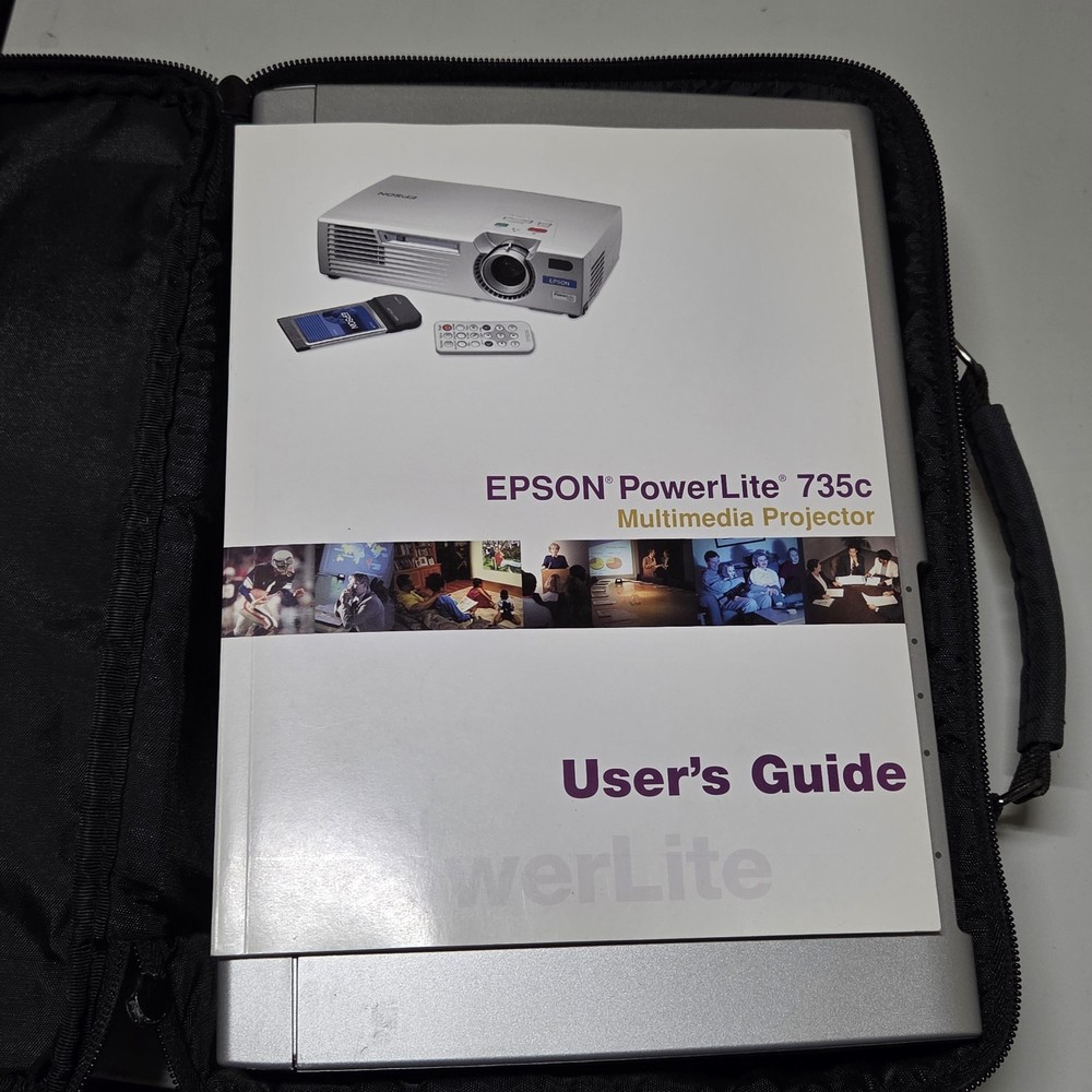 Epson PowerLite 735C LCD Projector W/ Software Cables Remote Case Device Tested