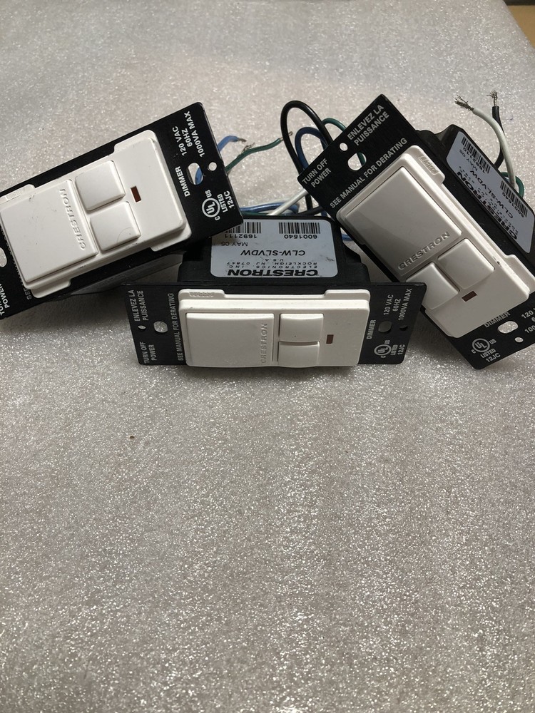 3 Crestron CLW-SLVDW  (White) 3 Button Dimmer  removed 100% working