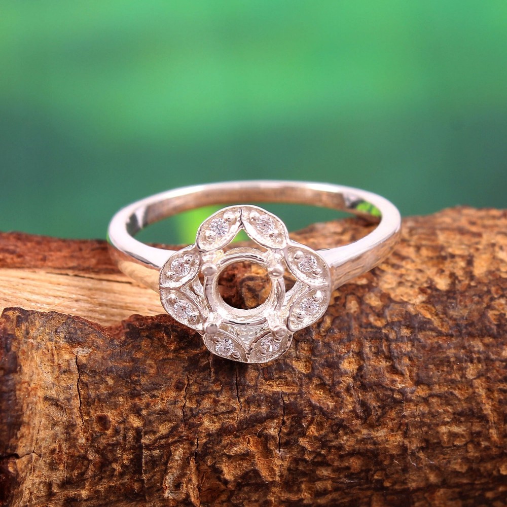 Engagement Ring Semi Mount Ring Stone Setting Size 5X5 MM Round Setting Ring