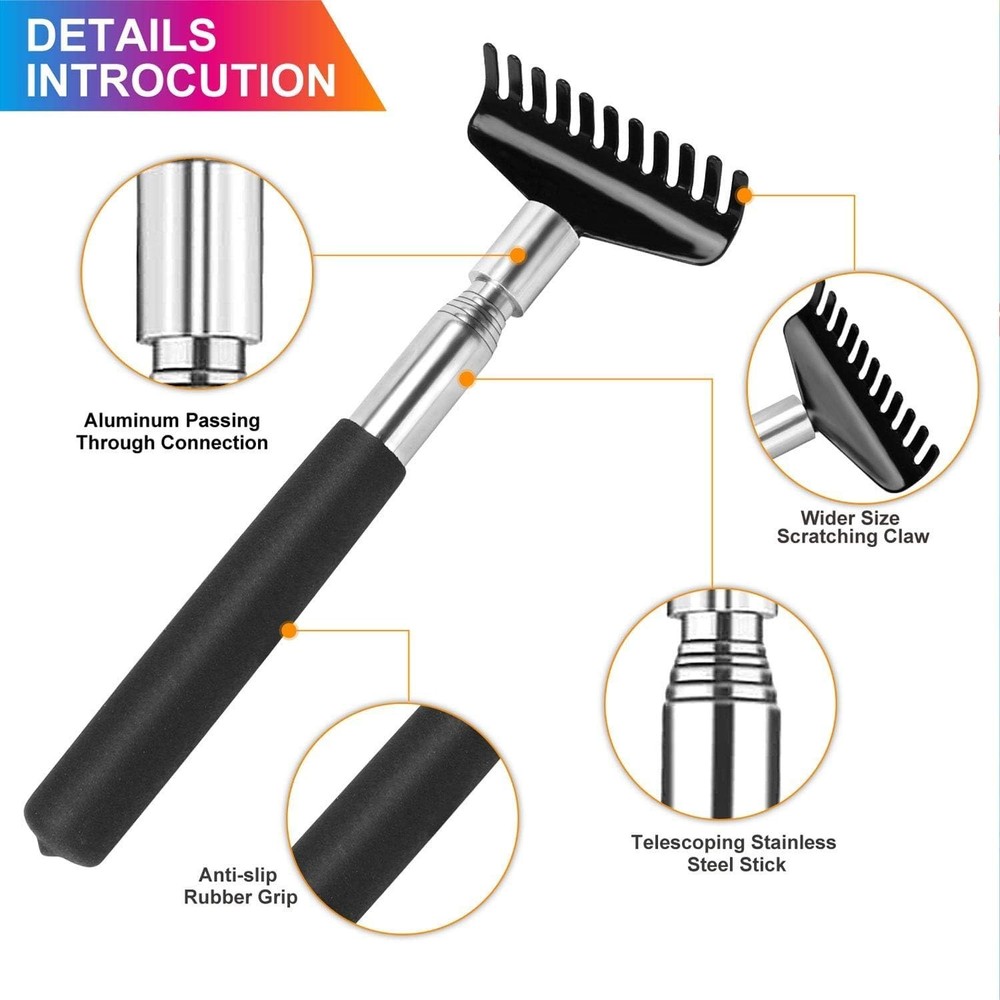 Oversized Back Scratcher Gift Set, 2 Pack, Portable Extendable Stainless Stee...