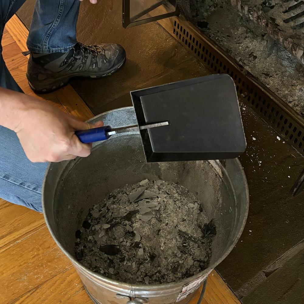 15" Solid Iron Ash Shovel for Fire Pit & Indoor Fireplace Use