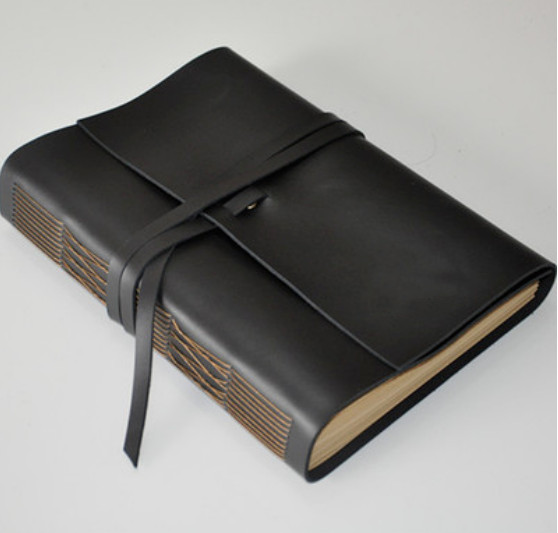 B5 Writing notes Notebook sketchbook Diary Notepad real cow leather black Q369