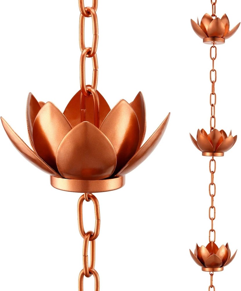 Transform Your Gutters: 8.5ft Adjustable Copper Rain Chain for Elegant Drainage