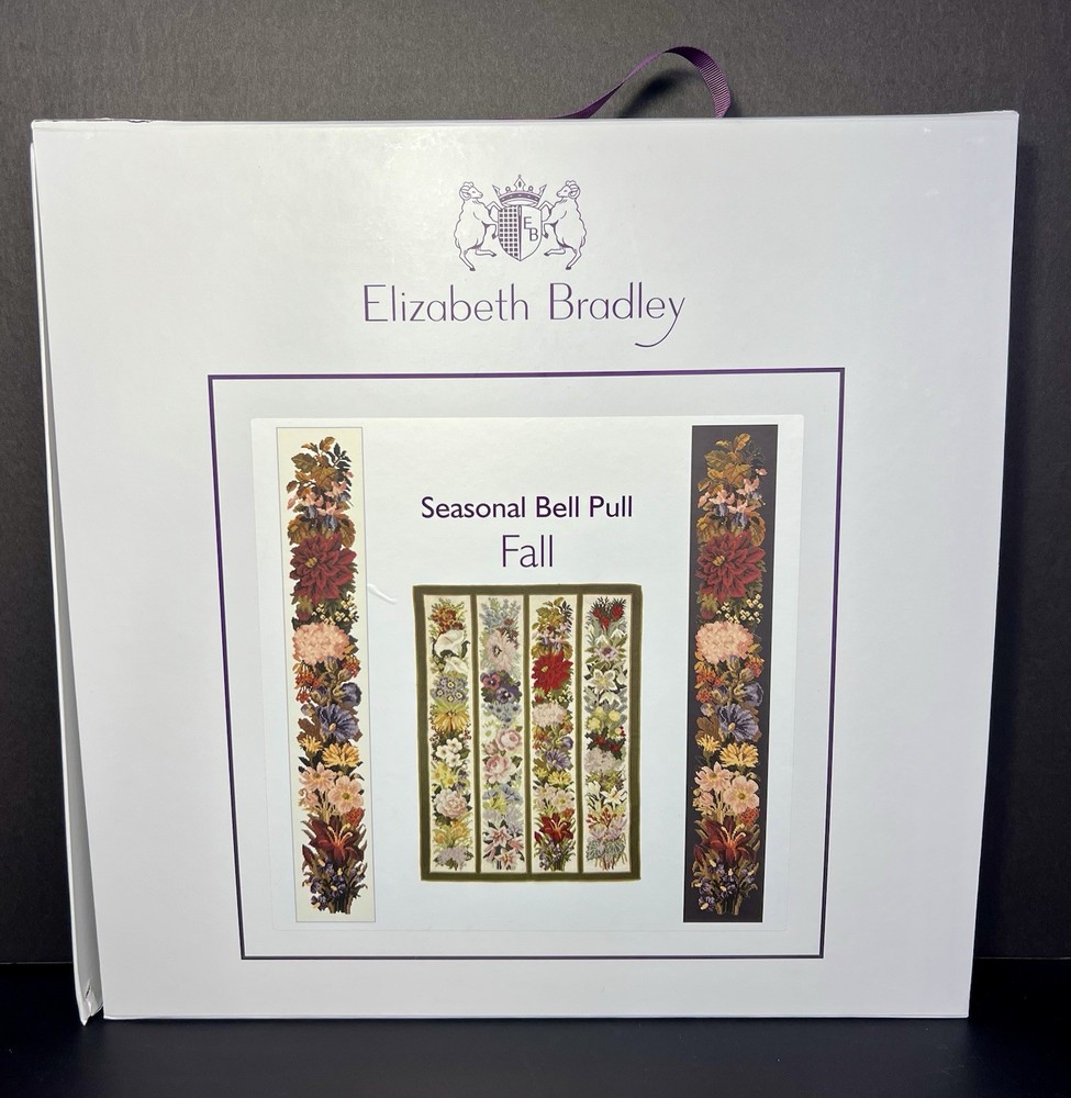 ELIZABETH BRADLEY NEEDLEPOINT KIT $240 RETAIL, FALL BELL PULL W/DAMAGED BOX