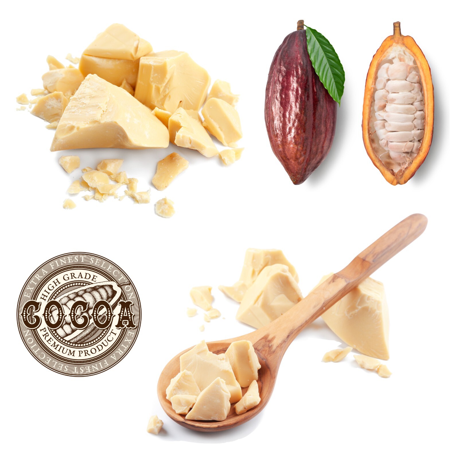 Raw Cocoa Butter 100% Pure Natural Unrefined Organic FOOD GRADE Cacao Bean Bulk