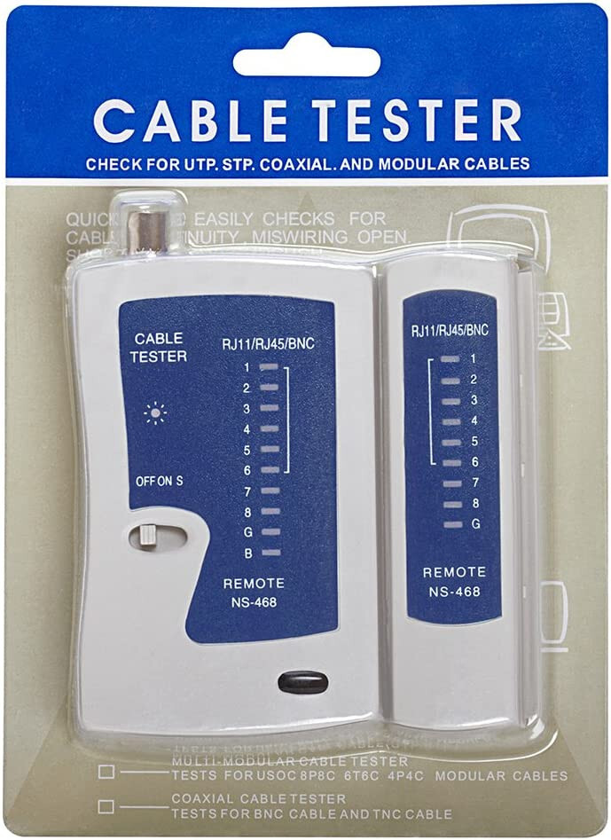 Multi Function LED Network Cable Tester for BNC RJ45, RJ11, RJ12 with Case