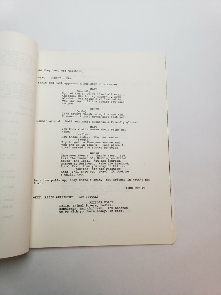 SIDEKICKS / Bill Luetscher 1987 TV Series Script "Always Read Between the Lines"