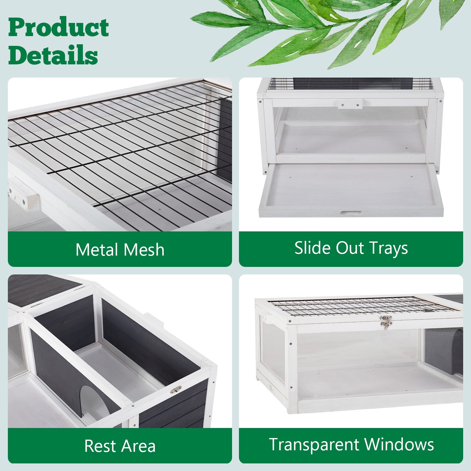 Wooden Tortoise Habitat Indoor & Outdoor Large Transparent Tortoise Enclosure