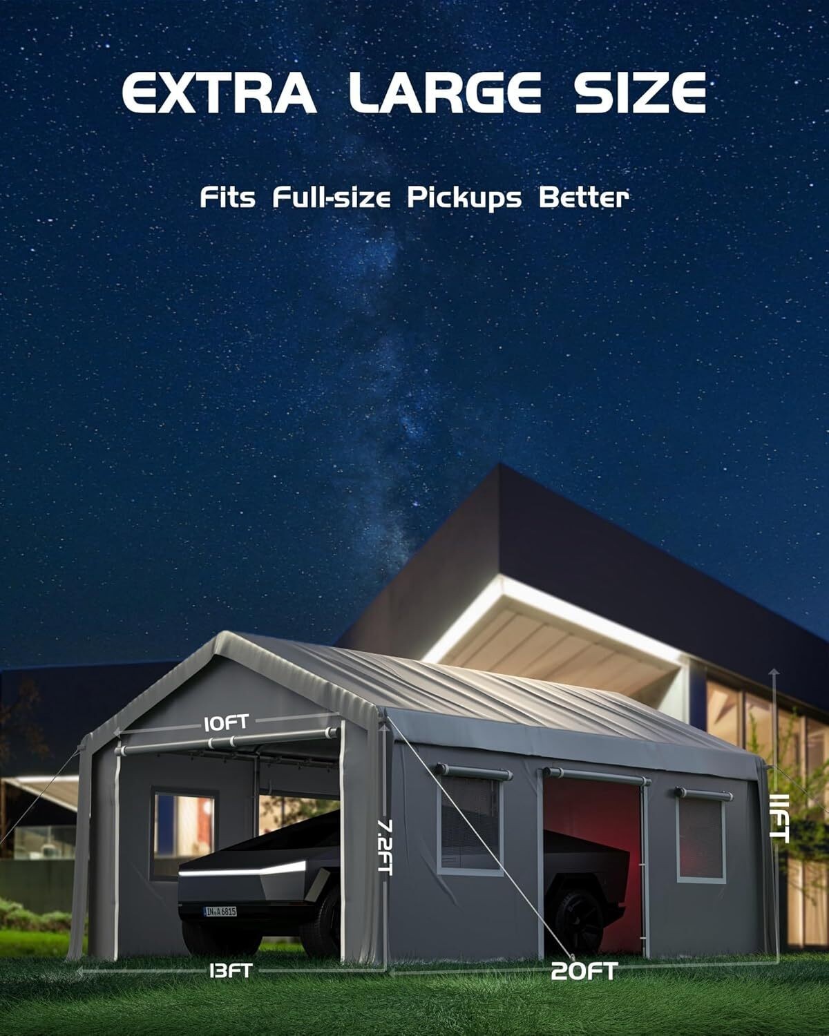 13'x20' Heavy Duty Carport Portable Garage, Outdoor Car Port with PE All-Season