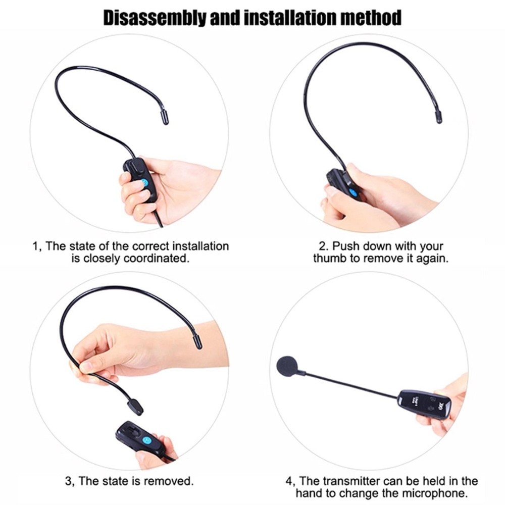 U12F UHF One For Two Wireless Headset Microphone Amplifier Mixer Universal B