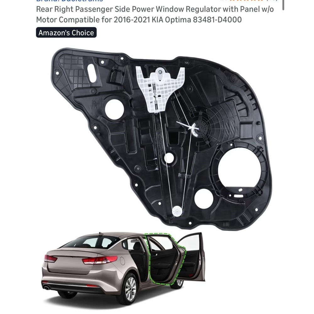 Power Window Regulator 2016-2021 Rear Right Passenger Side Duolctrams