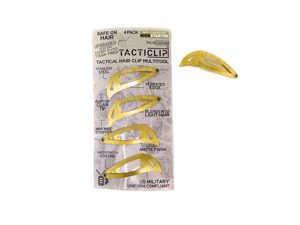 4 Pack - Light Tan Tactical Hair Clips, Multitool Snap Barrettes - Multi-Func...
