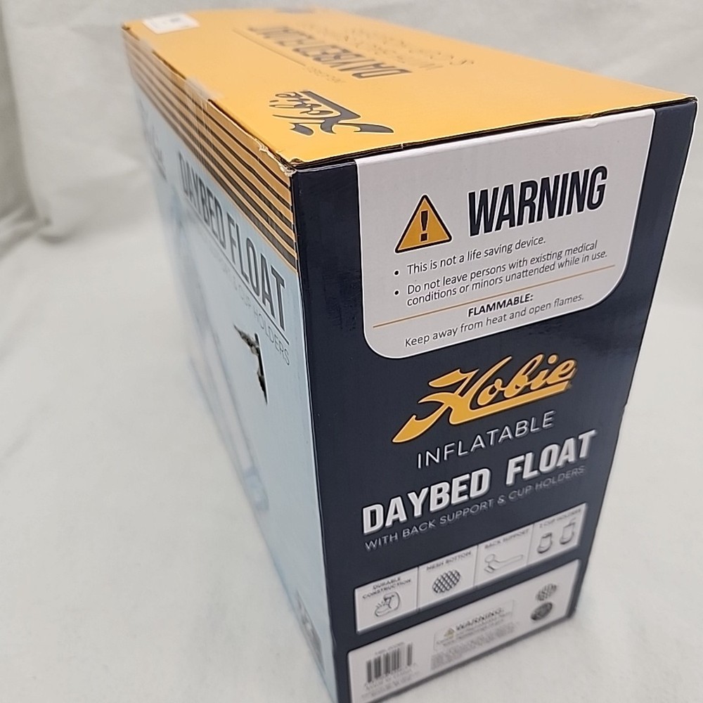 Inflatable Daybed Float With Back Support & Cup Holders Hobie Floatable 72" NEW