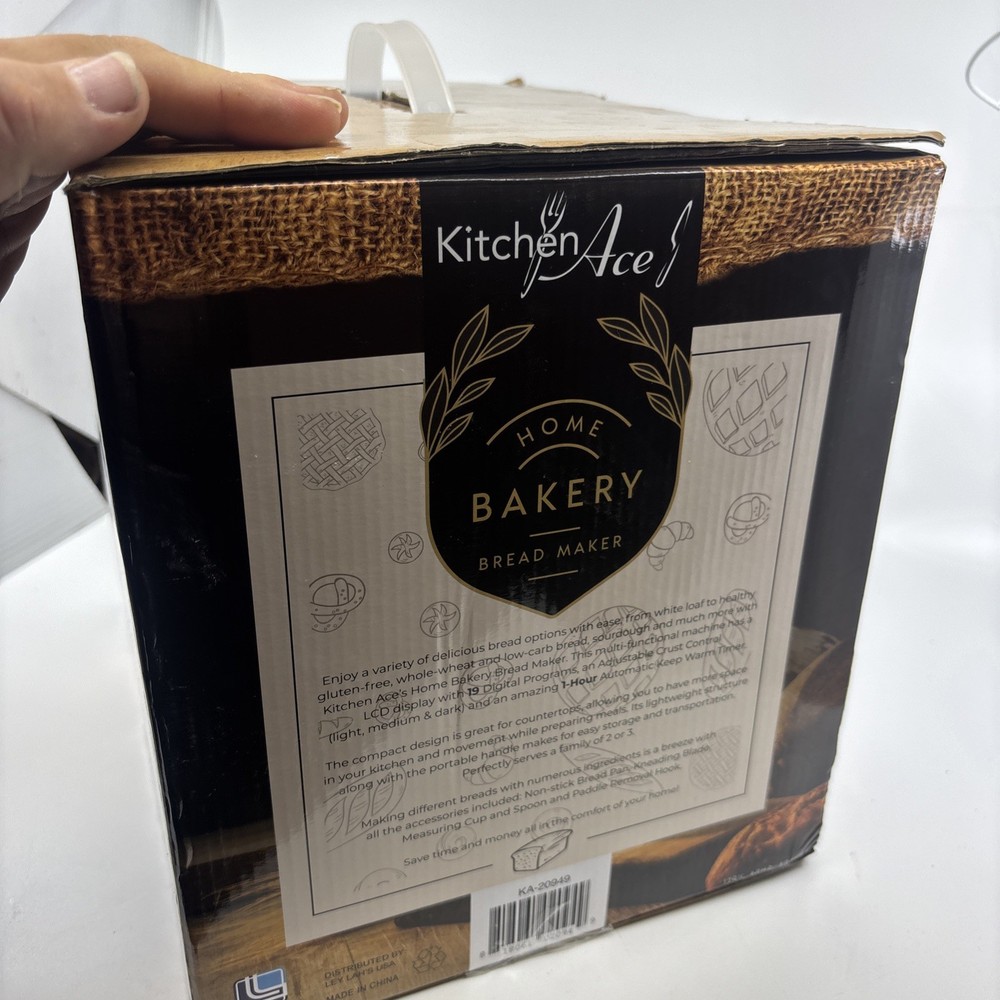 New! Kitchen Ace Bread Maker Home Bakery LCD Display 19 Programs Portable NIP