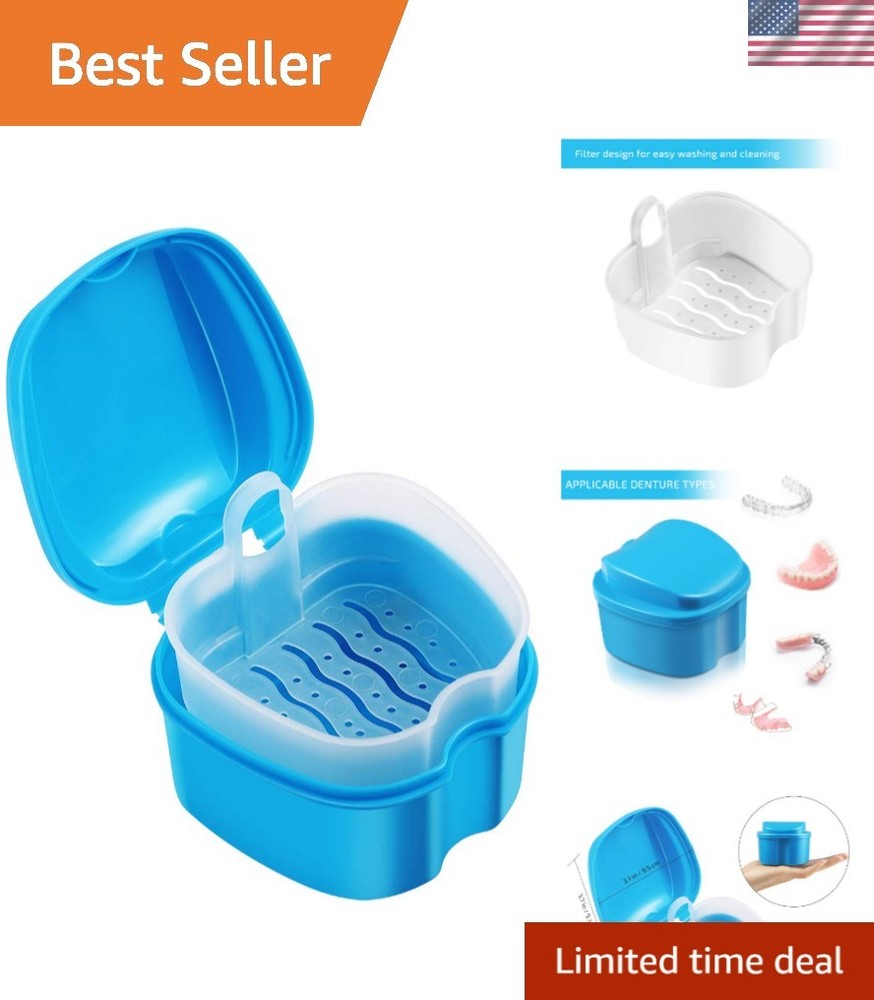 Denture Case Denture Bath Box Case Dental Orthodontic Retainer False Teeth St...