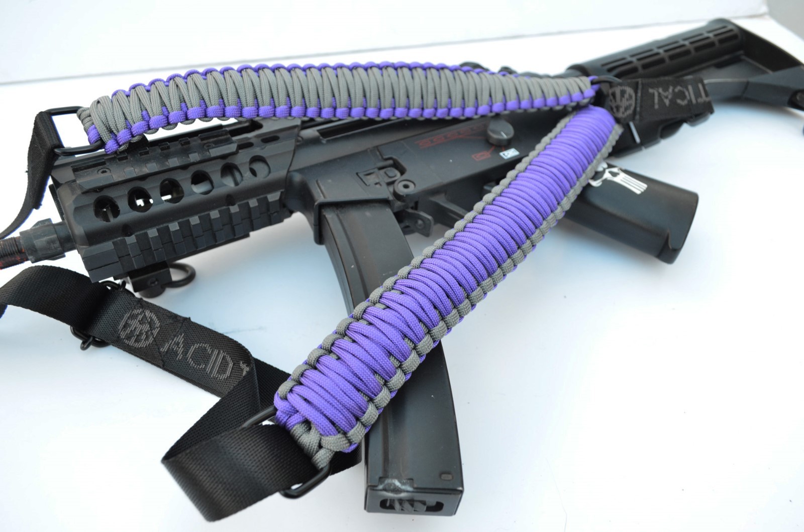 Tactical 550 Paracord Rifle Gun Sling Single Point Quick Detach PURPLE GRAY