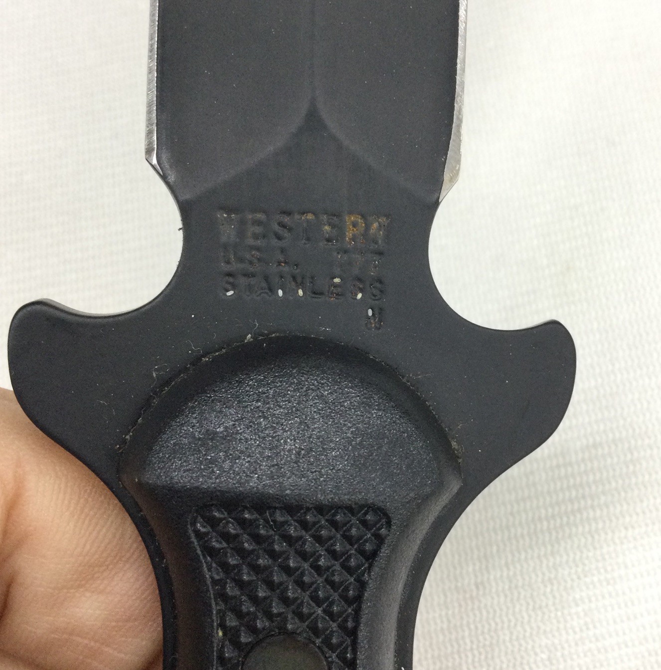 Western Cutlery 777 boot knife with sheath, double-edge, used