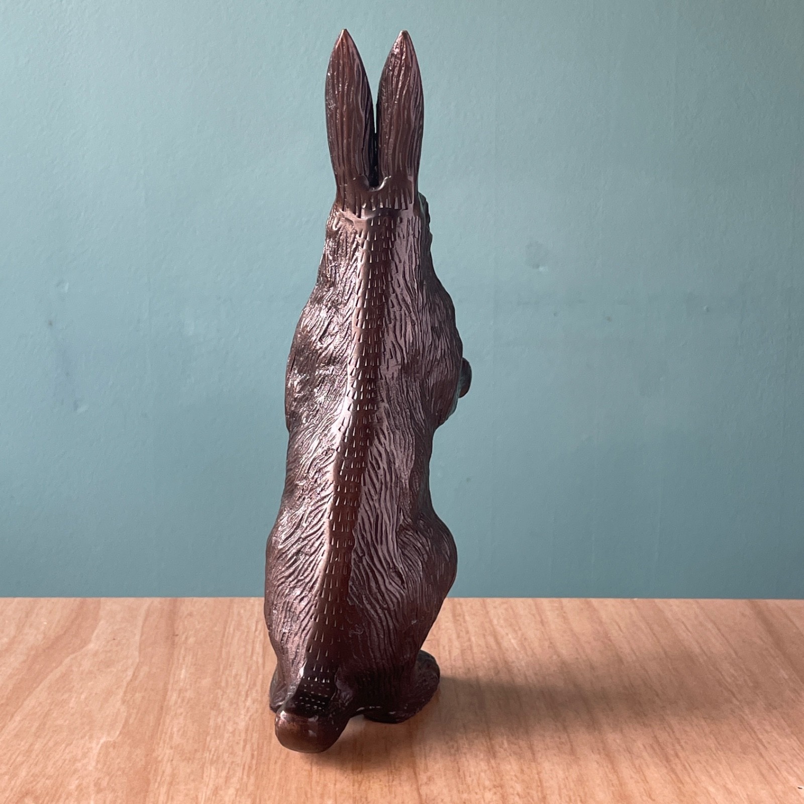 Vintage Bronze Tone Standing Rabbit Figurine Sculpture Heavy EASTER BUNNY
