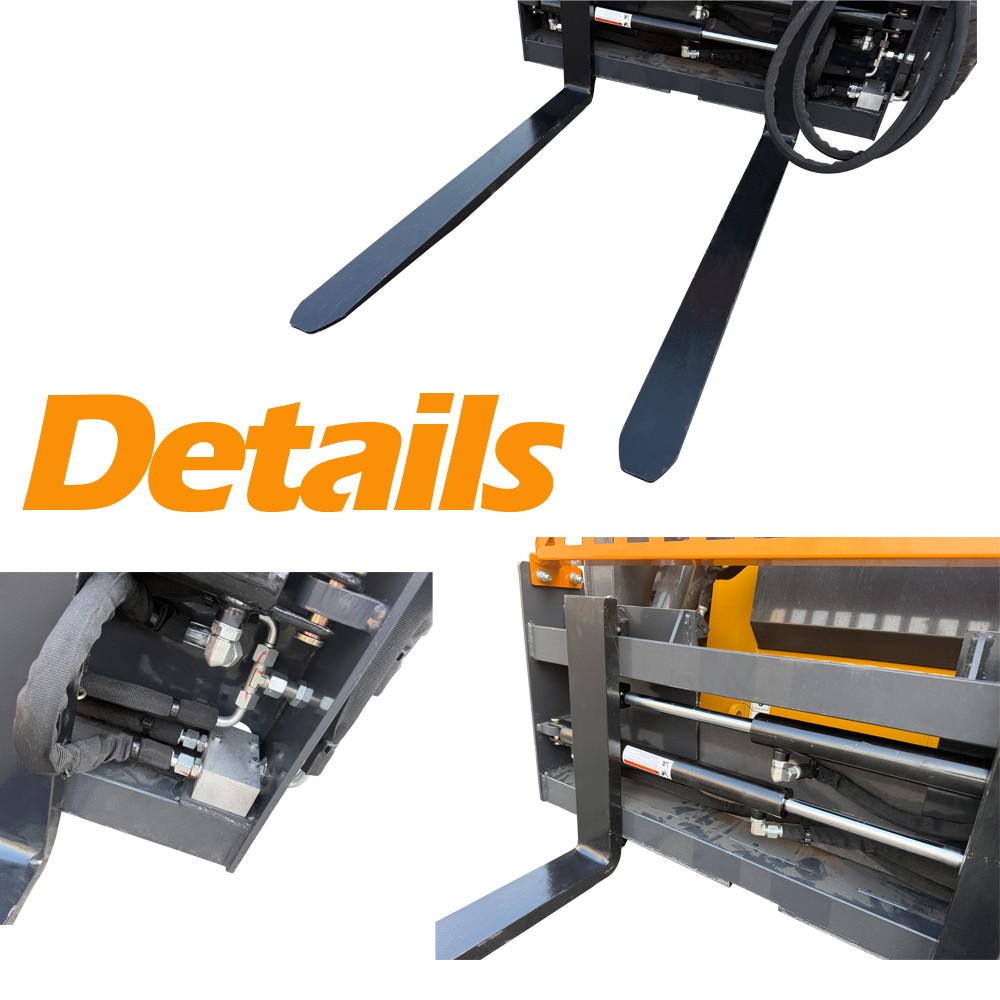 Wolfequip 48in Adjustable Pallet Fork & Frame Attachment For Bobcat Skid Steer
