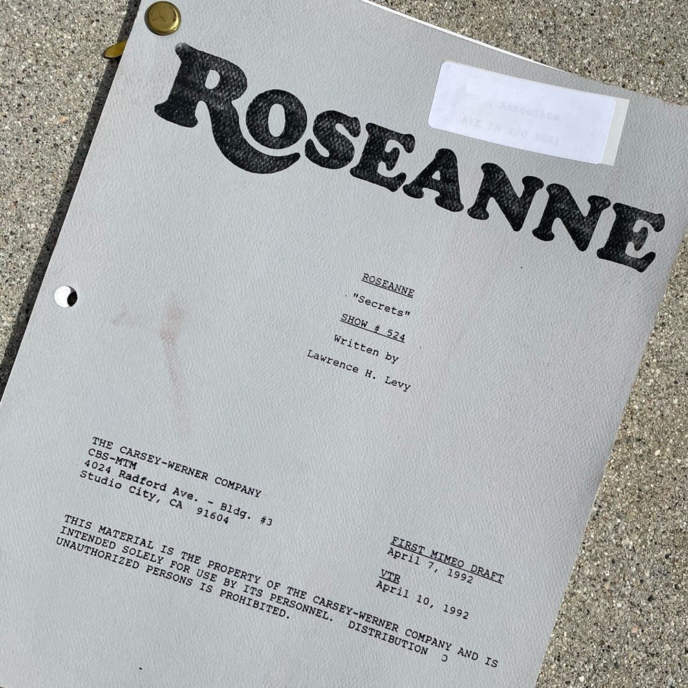 Roseanne Original 1992 Production Used First Draft Script Secrets Barr Metcalf