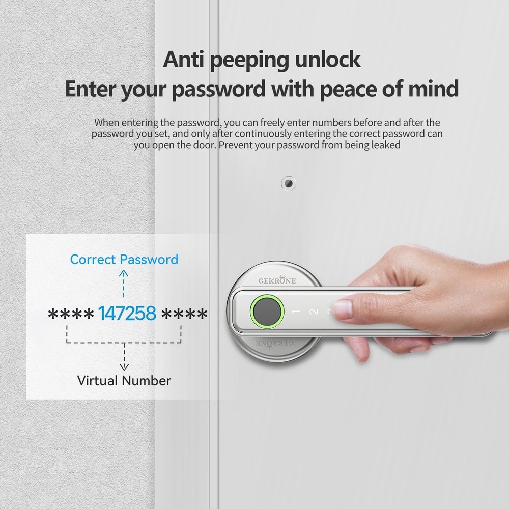 Fingerprint Smart Lever Lock TUYA APP Control Keyless Entry Bluetooth Touchsc...