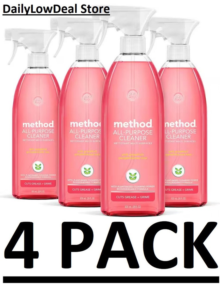 4 PACK Method Pink Grapefruit All Purpose Natural Surface Cleaning Spray 28 oz