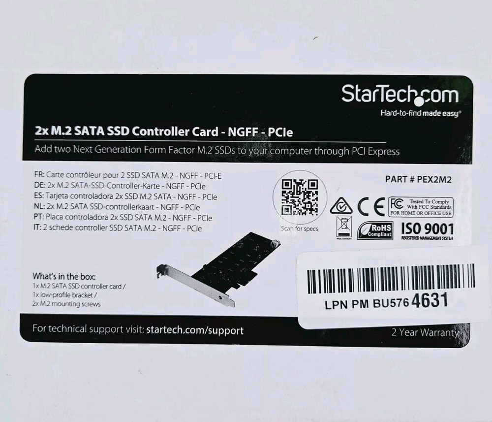 StarTech 2x M.2 NGFF SSD RAID Controller Card Plus 2x SATA III Ports