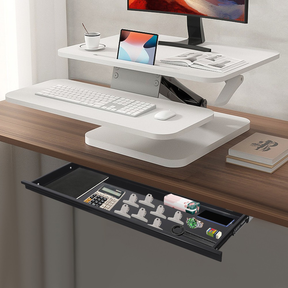 Sliding Pull-Out Drawer Under Desk Organizer for Space Saving Solutions