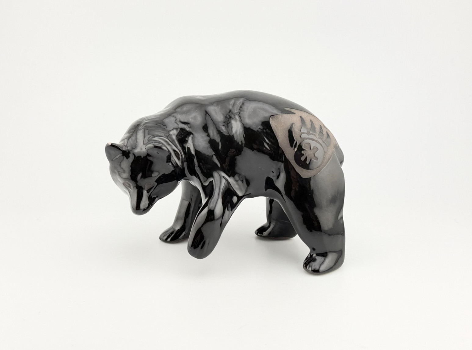 Maria Adelicia Native American San Juan Pueblo Black on Black Ceramic Bear