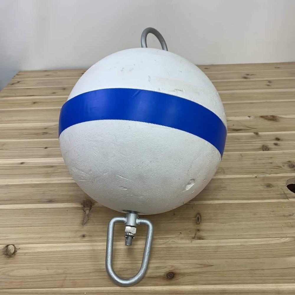 White and Blue Mooring Buoy