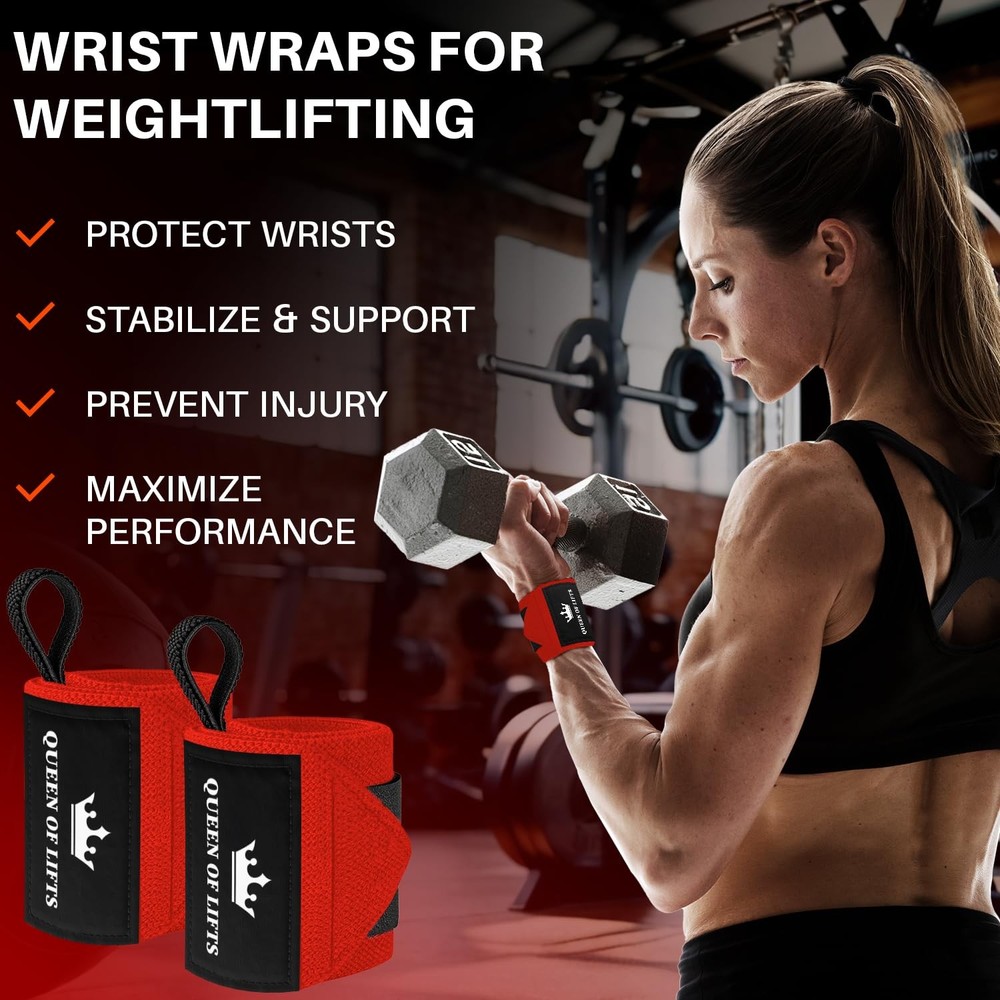 HeavyDuty Weightlifting Wrist Wraps with Thumb Loop for Powerlifting & Training