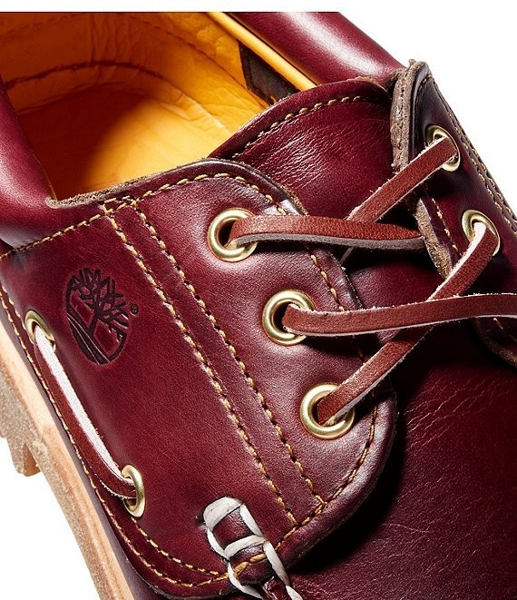 Timberland Men's 3-Eye Lug Handsewn Leather Boat Shoes, Burgundy Color