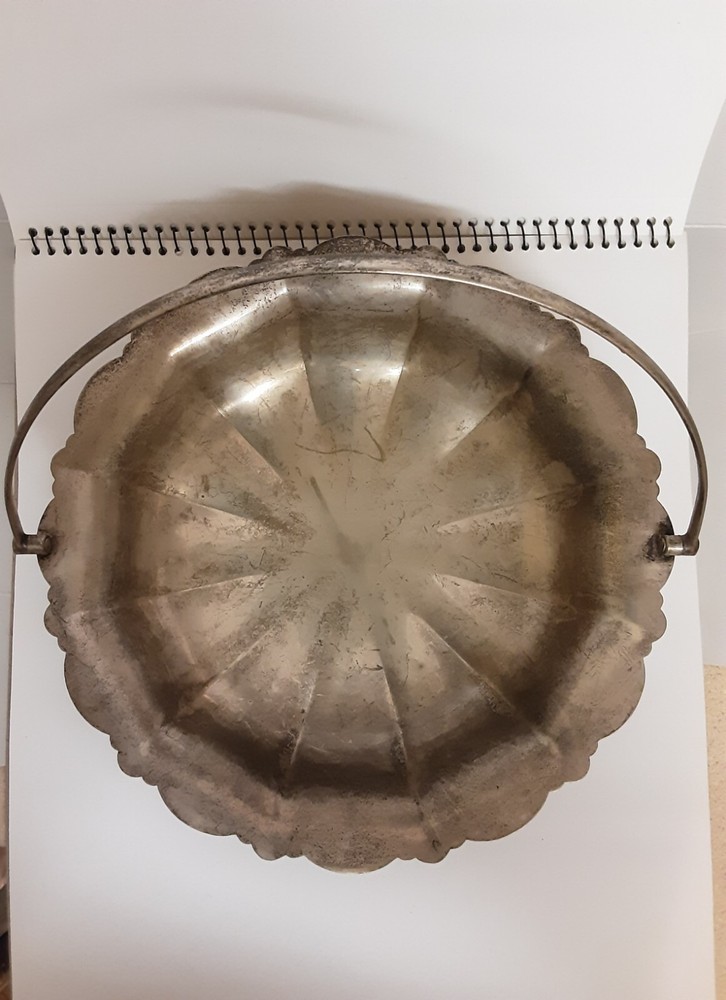 Silver Plated Serving Bowl Bread Sweets With Handle A/F