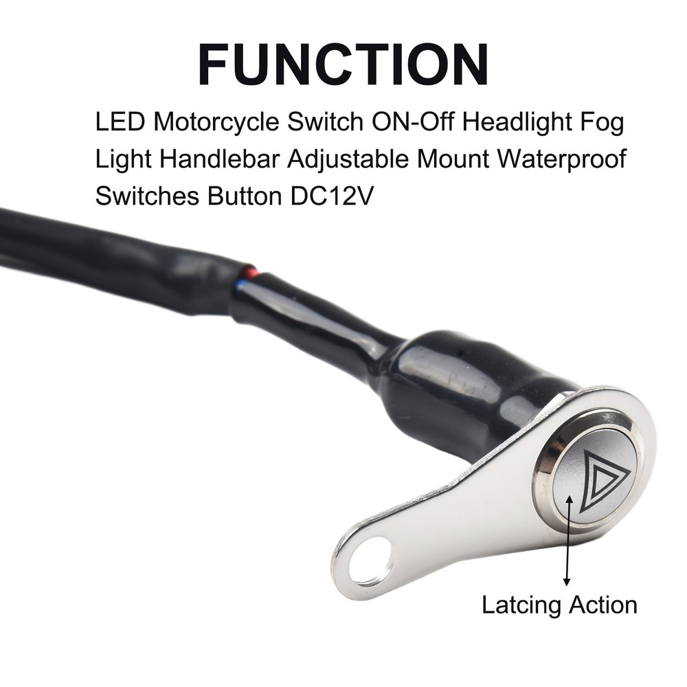 Super Bright LED Motorcycle Switch ON&OFF Handlebar Mount Push Button Work Light