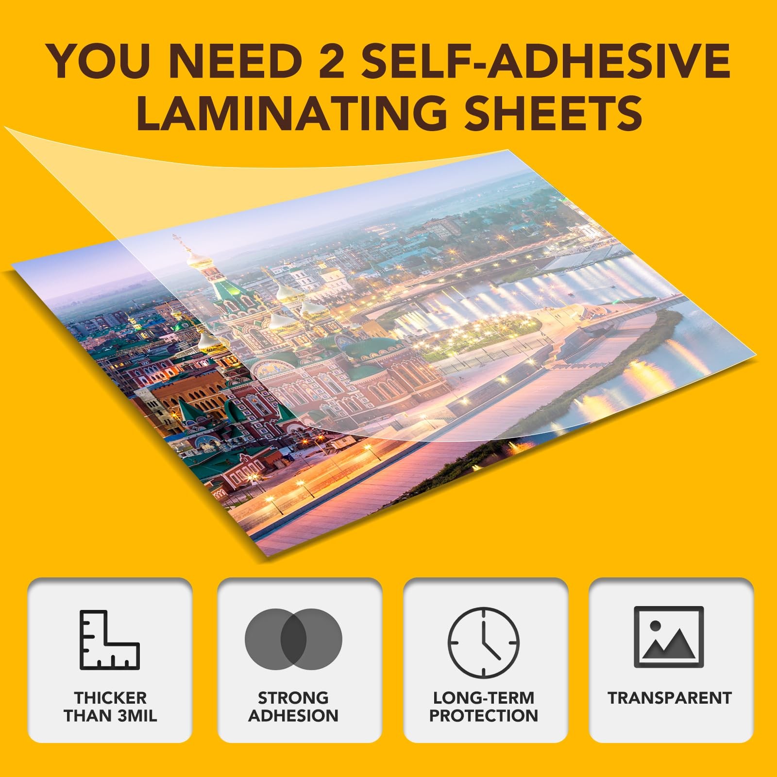 RowinsyDD 25 Pack Self Adhesive Laminating Sheets, 9 X 12 Inch, Clear Sticker...